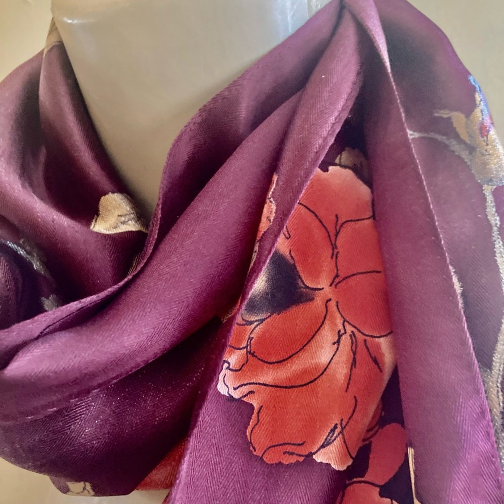 ANNE KLEIN, vintage long silk scarf - Picture 6 of 10